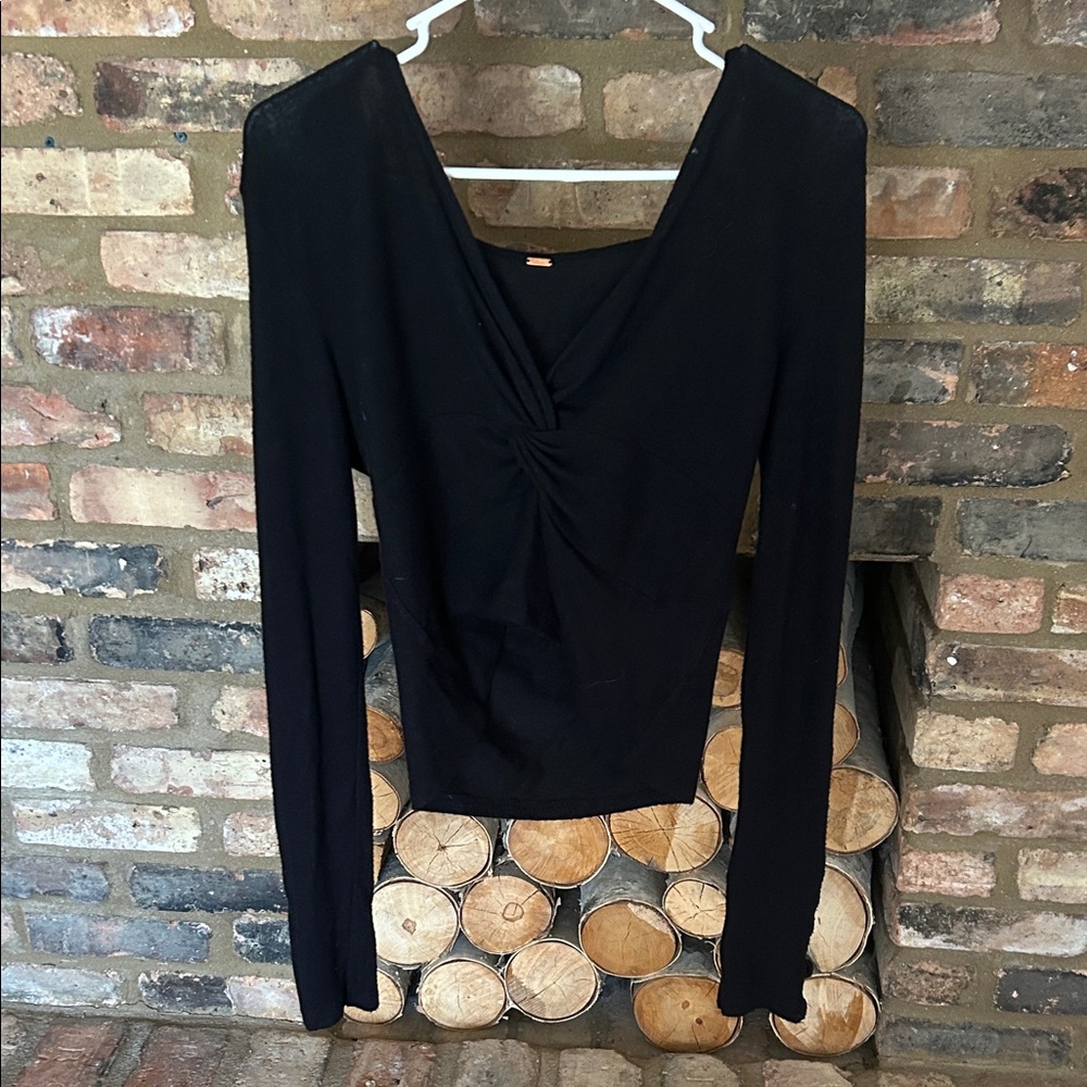 Free People Black Long Sleeve Top